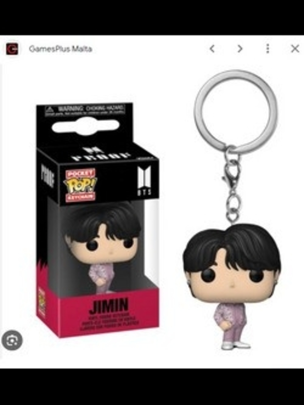 Funko BTS Jimin Pocket Pop! Keychain Black Hair Pink Outfit